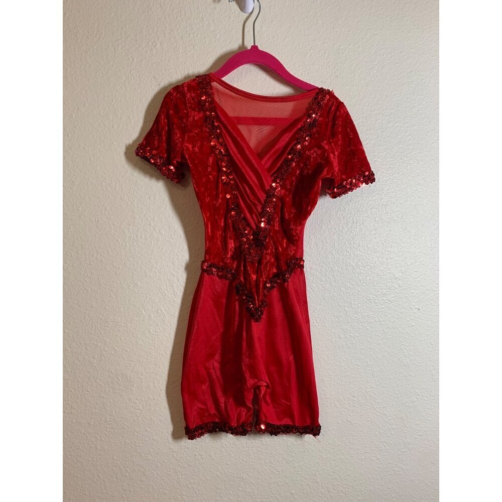 Curtain Call Costumes Dance Gymnastics Leotard Costume Girls XS Red AC10